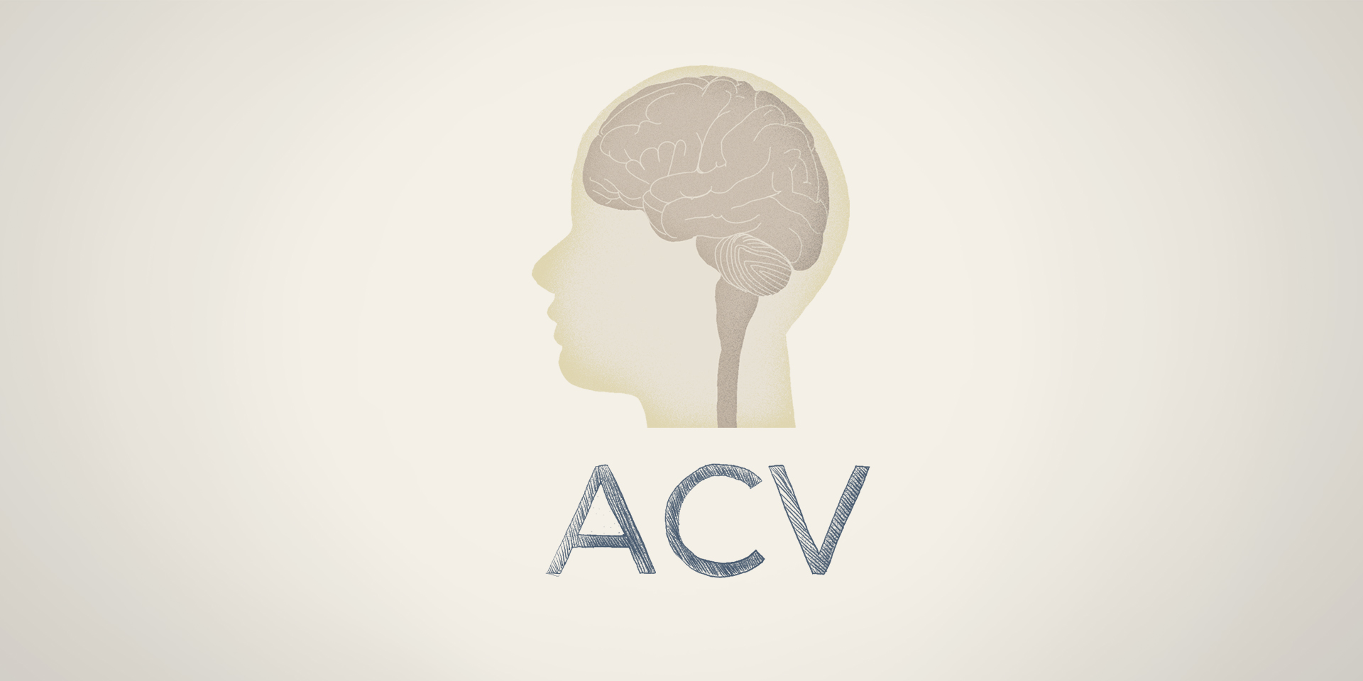 Cabeza y cerebro con letras ACV